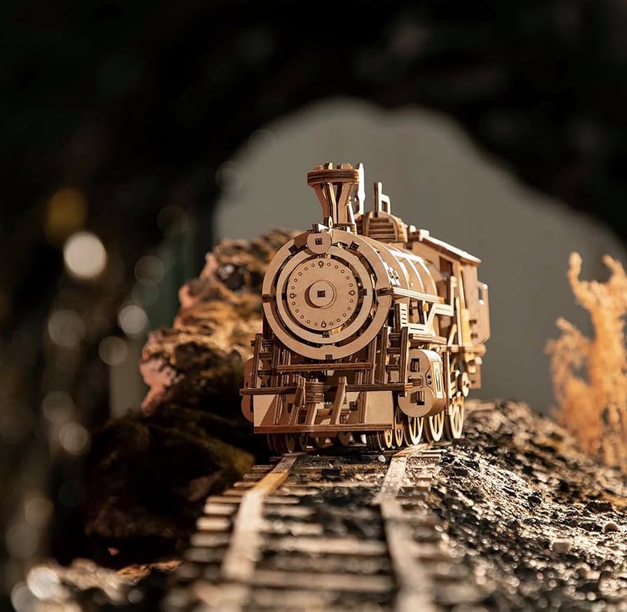 Amazon.co.jp: ROKR 動く木製パズル 機関車 LOCOMOTIVE ぜんまい